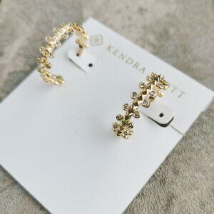 Kendra Scott Gold White Crystal Jada Small Hoop Earrings NEW w/dust bag